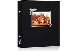 Lanpn Album fotograficzny 11,5 x 15 11 x 15 400 kieszeni, lniany album do wkładania zdjęć w pionie, czarny