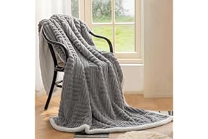 Homebliss Coperta Plaid Pile Sherpa 220 x 240 cm, Coperta Calda e Confortevole Flanella- Certificata Oeko-TEX®, Copri Divano,Copriletto,Plaid Matrimoniale Divano Fluffy di Alta qualità-Grigio Scuro