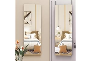 Hasipu Door Mirror Full Length, 120 x 40cm Full Body Over The Door Hanging Wall Mounted Mirror for Bedroom, Living Room, Cloakroom, Round Black