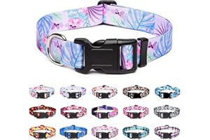 Suredoo Hundehalsband Verstellbares, Weich & Komfort Nylon Hunde Halsband für Kleine Mittlere Große Hunde Welpen Katzen (M, Lila Blumen)