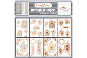 ‎CRAFTREAT CrafTreat decoupage papier für Möbel - decoupage papier Schöne Blume und Sonnenblume(21 cm x 29,7 cm) 8 Blatt - reispapier decoupage - decoupage papier vintage -Decopatch-Papier -scrapbooking papier
