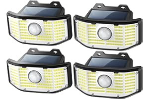 KIBTOY 4 Pieces Solar Security Lights Outdoor with Motion Sensor,IP65 Waterproof 270ºWide Angle Outdoor Solar Powered Lights for Garden Fence Wall Front Door Yard Garage Pathway