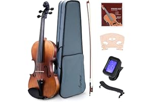 Asmuse Violon Ensemble 4/4 en bois massif Violon pour Enfant Debutants Violons Set avec Violon Accordeur Epaulière Archet et Colophane
