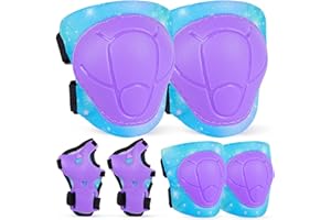 MHJY Protecciones Patines Niña Rodilleras y Coderas Niño 7 Piezas Hebilla Ajustable en Patinaje Línea, Skate, Scooter, Skateboard, Bicicleta 3-8 Años