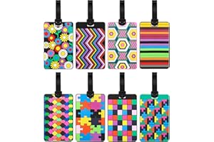 RYMALL Bagages Étiquettes, 8 Pièces Etiquettes de Bagages PVC Etiquettes à Bagages, Voyage Valise Etiquettes de bagages ID Tags pour cartes de visite, Accessoires Voyage ( Multicolore )