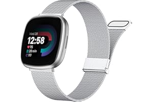 Faliogo Metal Strap Compatible with Fitbit Versa 3 Strap/Fitbit Sense Strap/Fitbit Sense 2 Strap/Fitbit Versa 4 Strap for Women Men, Stainless Steel Strap for Versa 4/Versa 3/Sense 2/Sense