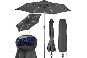 Kingsleeve® 3m Tahiti Aluminium Garden Parasol with Cover UV 80+ Protection | 300cm Patio Umbrella with Crank Handle And Tilt | Large Sun Shade Canopy Shelter | Terrace Deck Outdoor