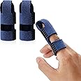 JINRUBY Finger Splint - 2 Pcs Full Coverage Trigger Finger Splint Finger Support Brace Finger Straightener Finger Protector Splints for Arthritis Pain Relief & Broken Knuckle Immobilisation (Blue)
