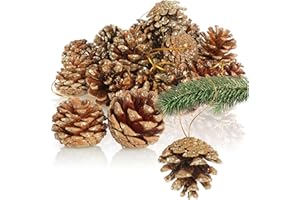 COM-FOUR® 30x zawieszek w ksztalcie szyszek w kolorze zlotym - szyszki jako dekoracja swiateczna - dekoracja w ksztalcie szyszki do zawieszenia - zestaw do rekodziela (30 szyszek - w kolorze zlotym)