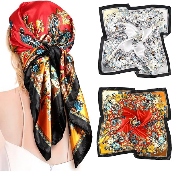 Lot De 4 Foulards Carrés En Mousseline Pour Femmes - 65x65cm, Multicolores, Multifonctions Pour Toutes Les Saisons