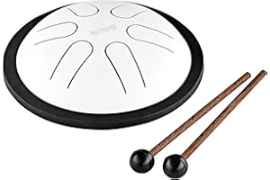 Nino Percussion Mini Melody Steel Tongue Drum con mazzetti - per tutte le età - Crea facilmente canzoni, per musica in classe, GARANZIA DI 2 ANNI (NINO980WH)