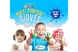 Valdern, Guanti monouso per bambini, multiuso, senza lattice, senza polvere (colori assortiti, 20 paia)