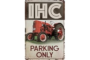 LUCKYLINDE Wetterfestes Traktor Parkplatz Hinweisschild - Parking Only passend für IHC Traktor, Trekker, Bulldog Liebhaber, Sammler und Schrauber, 30x20 cm