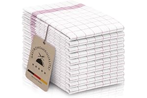 ZOLLNER 10er Set Geschirrtücher Baumwolle in 50x70 cm - super saugstarke und langlebige Küchentücher - waschbar bis 95°C – in rot weiß kariert - Gastronomiequalität - Oeko Tex® zertifiziert