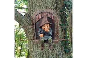 ‎OKESYO OKESYO Elfentür Wichteltür Feentür Garten, Feentür Garten Feen Wichteltür Gartendeko, Retro Elfen Fenster Türen, Harz Fenster Für Bäume, Wetterfest Leuchtend Elfentür Baum für Gärten Bäume