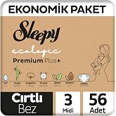 Sleepy Ecologic Ekonomik Paket Bebek Bezi 3 Numara Midi 56 Adet