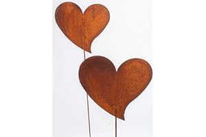 Bornhöft Lot de 2 piquets de Jardin en métal rouillé pour décoration de Jardin - Motif cœurs