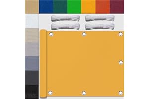 UFAMILUK toldos Vela Exterior Rectangular Impermeable Prueba de Viento HDPE Resistente Mallas ocultacion para Solar Exterior terraza Patio jardín Amarillo Mango 3x7m