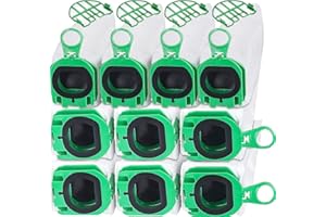 LAUKOWIND 10 Piezas Bolsas de Aspiradora para Vorwerk Kobold VB100 VB 100 Aspiradora,Bolsas Epuesto Para Bolsas Aspiradora Inalámbrica Kobold FP100 FP 100 Con 4 Filtros Protección