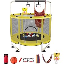 Trampolino Per Bambini Con Rete Di Sicurezza E Altalena - 1,45x1,7m Per Interni Ed Esterni - Foto 4