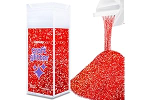 Hemway Craft Glitter Shaker 130g / 4.6oz Glitter for Arts, Crafts, Resin, Tumblers, Nails, Painting, Decoration, Festival, Cosmetic, Body - Ultrafine (1/128" 0.008" 0.2mm) - Red Holographic