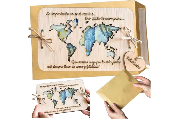 Olesea Tarjeta Regalo - Ideas Dar Dinero - Regalos De Boda para Los Novios- Detalles para Invitados - Sois Los Siguientes Novios -Viaje De Bodas - Felicitacion- Madera