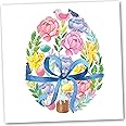 Easter Card. Floral Egg Design with matching Envelope. 150x150mm. Ecofriendly. Blank Inside. Printed and Packed in UK.