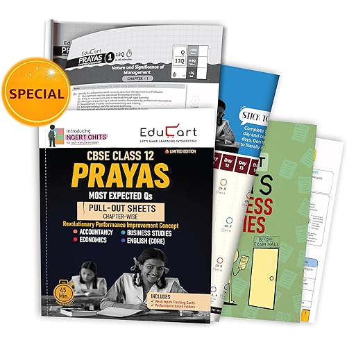 Educart PRAYAS CBSE Class 12 for 2026 Accountancy, Business Studies, Economics and English Core (Introducing revolutionary ma
