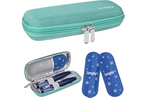 BOMKEE Insulin Pen Tasche, Insulin Kühltasche Medikamententasche für Unterwegs Diabetes Tasche für Insulin Pen, Glukose Meter mit 2 Kühlakkus