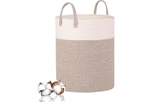 Withosent Pleciony Bawełniany Kosz na Pranie 66L z Uchwytem - Pojemnik na Bieliznę i Zabawki do Pokoju Dziecięcego, Salonu, Łazienki - 46 x 38 cm