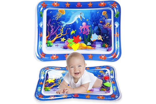 XVZ Tapis d'eau pour bébé - Tapis eau bebe Eveil sans BPA - Idéal Tapis Jeux Bebe pour nouveau-nés, Tummy Time Toys pour bébés de plus de 3 mois - Delphine(66cm x 50cm)