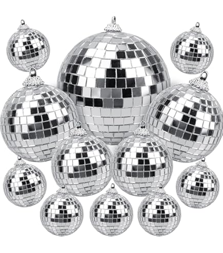 Discobal met haken om op te hangen, grootte naar keuze, spiegelbal met echte glazen facetten in zilver, feestlichteffect, hangbal, spiegelbal, discobol (15 cm