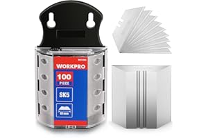 WORKPRO Lame Trapèze de Cutter avec Distributeur 100 Pièces
