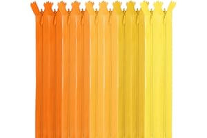 MARARDI [Pack 10] Cerniere Invisibili [Arance] Nylon [50 cm] Chiusure Lampo per Cucito e Artigianato per Stoffa Vestiti Borse per Cucire a Macchina Tessuto di Cotone con Chiusura in Metallo