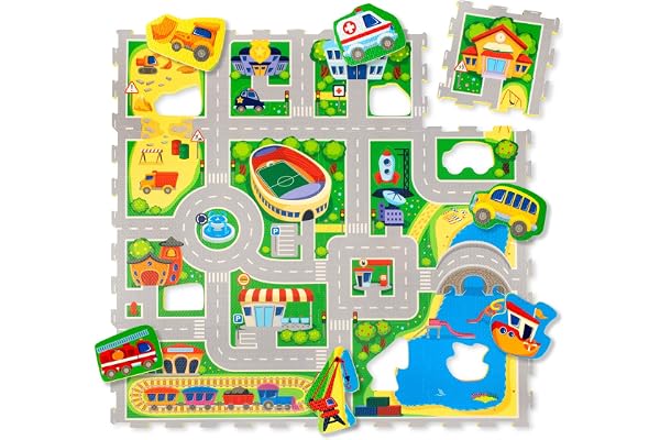 Hakuna Matte Tapis de Jeu Mousse Enfant Voiture 1,2 x 1,2 m - 16 Dalles Puzzle Épaisses +20% - Certifié EN71, sans Odeur, Antidérapant - Aire de Jeu Bébé - Boîte Recyclable