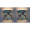 DEC ABODE Wall Lamp/Light Set of 2 Digital Printed Ginkgo Designer Wall Mounted Half Lamp Shade for Bedroom, Modern Wall Lamp Sconces with Holder & Fitting