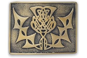 KILT MANIA Celtic Thistle Kilt Belt Buckle – Traditional Scottish Thistle Design, Highland Men’s Accessory, Crafted Pewter for Classic Kilt Attire