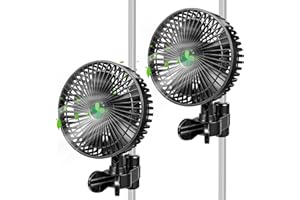 LEADGOODS 2pcs Grow Tent Fan, 7" Clip On Fan for Grow Tent with EC Motor, 4 Speeds Powerful Oscillating Clip fan with 10w Low Noise, Auto Oscillation, grow tent fans for Hydroponic Plants Circulation Cooling
