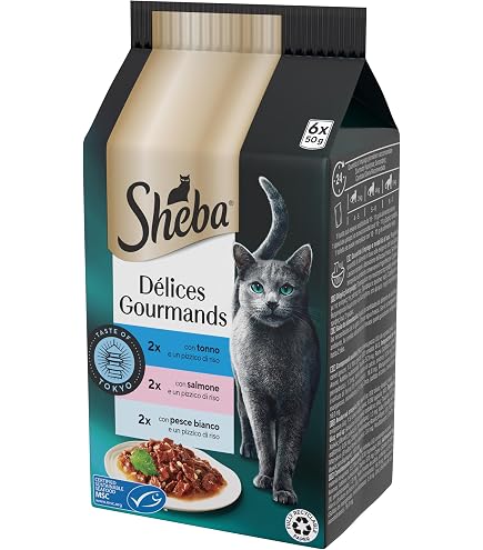 Sheba Cibo Umido Per Gatti - Confezione Da 4 Pacchi (12 Porzioni Da 85g L'uno), Varietà In Salsa, Alimento Completo