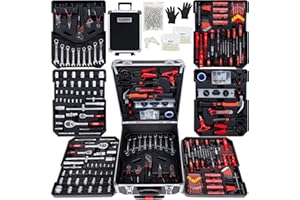 KANWOD RELY ON QUALITY KANWOD Valise a Outils 1000 Pièces, Caisse a Outil Complete, Boite a Outils Portable avec Roulettes, Mallette en Aluminium, Kit Outils Bricolage pour Hobby et Travaux Domestiques