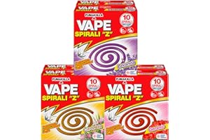 EUROCALI 6x Vape Spirali Z Profumate Lavanda Geranio e Citronella Repellente Insetticida Antizanzara contro Zanzare Comuni e Tigre Presidio Medico Chirurgico - 60 Spirali Profumazioni Assortite