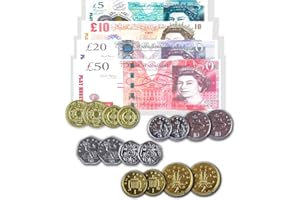 LORD C Play Money Notes And Coins Sterling Pounds Fake Money UK Currency Toy Banknotes Teach Literacy And Numeracy Role Play Notes And Coins Home School Role Playing Post Office Set