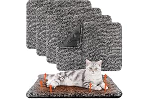Photect 4 Letti Autoriscaldanti per Gatti Lavabili Tappetino Autoriscaldante per Gatti e Cani Tappeto Termico per Animali Domestici da Federa Rimovibile Antiscivolo(Grigio)