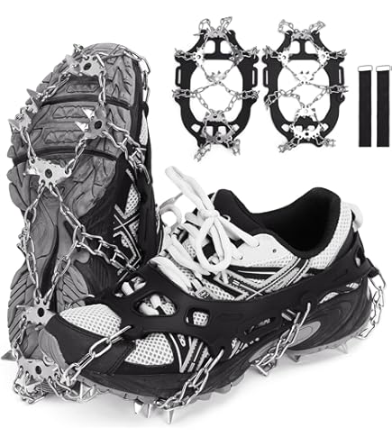 Crampones De 19 Picos Para Hielo Y Nieve - Cadenas Acero Inoxidable, Ajuste Seguro A Calzado, Trekking, Pesca O Montaña