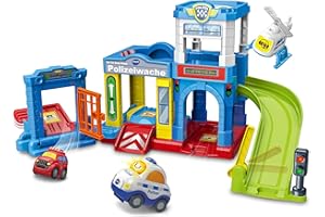 VTech Baby TUT TUT Baby Flitzer - Polizeiwache – Interaktives Spielset mit Polizeiauto, Musik, spannenden Sätzen und Geräuschen – Für Kinder von 1-5 Jahren