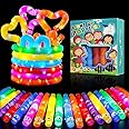 12 PCS Light Up Pop Tubes,Funny LED Glow Sticks Sensory Toys for Kids Party Glow Sticks for Concerts, Pop Tubes, Light Rings Children,Fidget Toys for Boys Girls Party Bag Fillers