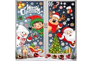 ENWOKRAN 9 Feuilles Noël Autocollants Fenetre 268pcs Noël Stickers Réutilisables Décoration Fenêtres PVC Stickers