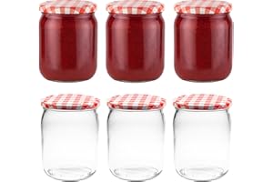 Devitre 6er Set Marmeladengläser 540 ml Einmachgläser mit Deckel + Etiketten