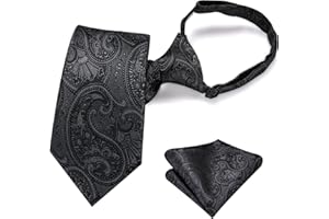 Hi-Tie Silk Boys Tie Set 8-11 Pre-Tied Ties for Boy Blue Red Green Kid Necktie and Pocket Square Set for Wedding