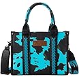 Wrangler Cow Print Tote Bag for Women Western Purse Boho Top Handle Satchel Handbag with Signature Strap